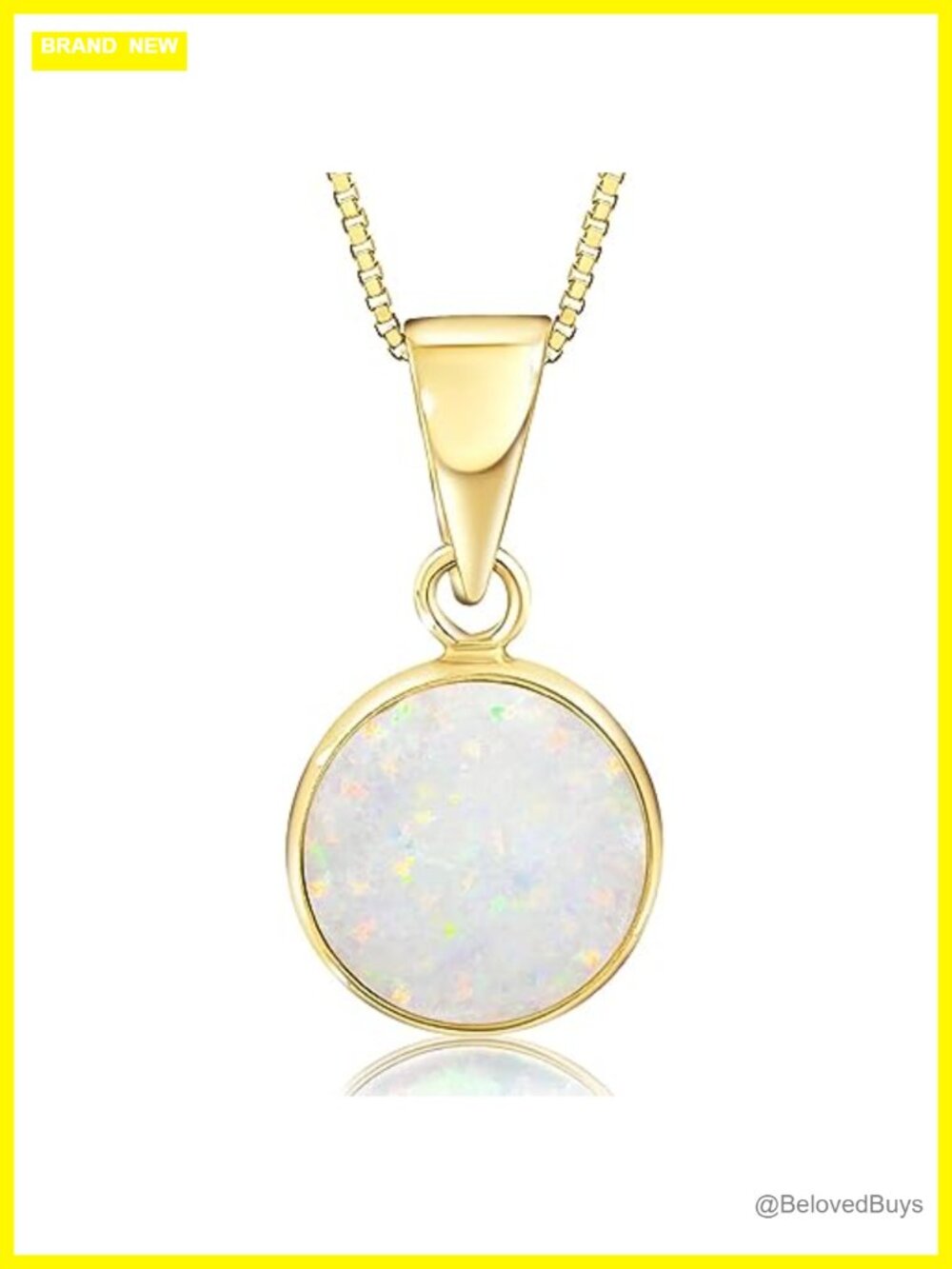ADITA GOLD 14K Solid Gold White Opal Pendant Only for Women Dainty